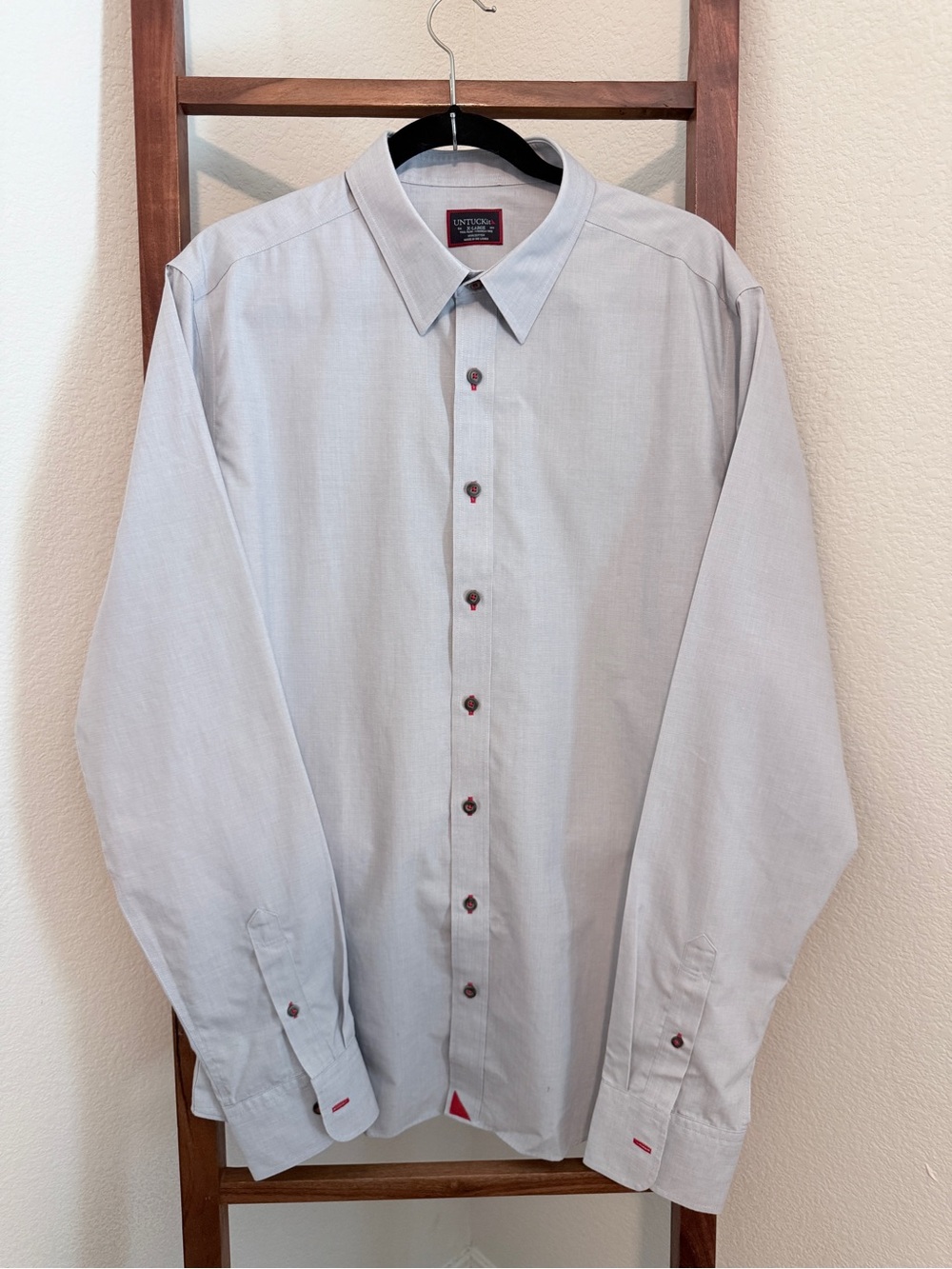 UNTUCKit Rubican Wrinkle Free Grey Mens Button Front Shirt Tall Slim XL
